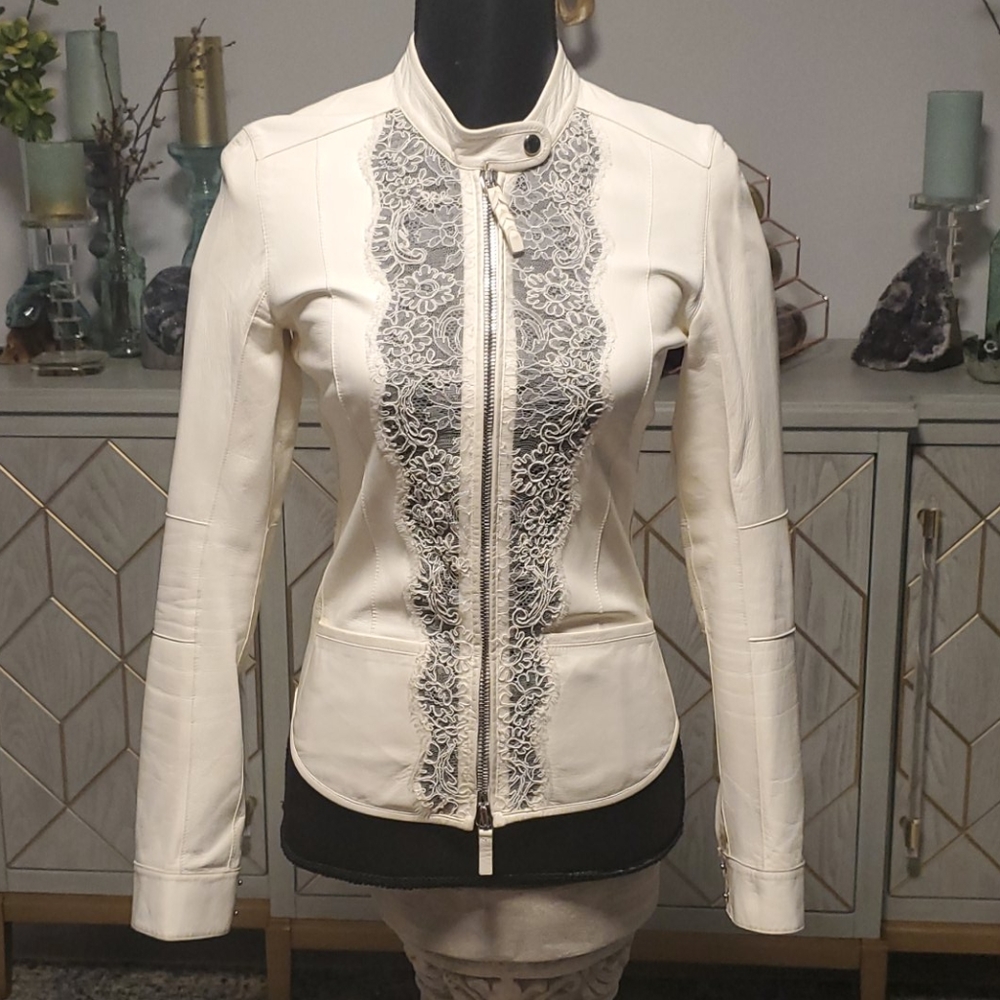 Roberto Cavalli Lambskin & Lace Jacket